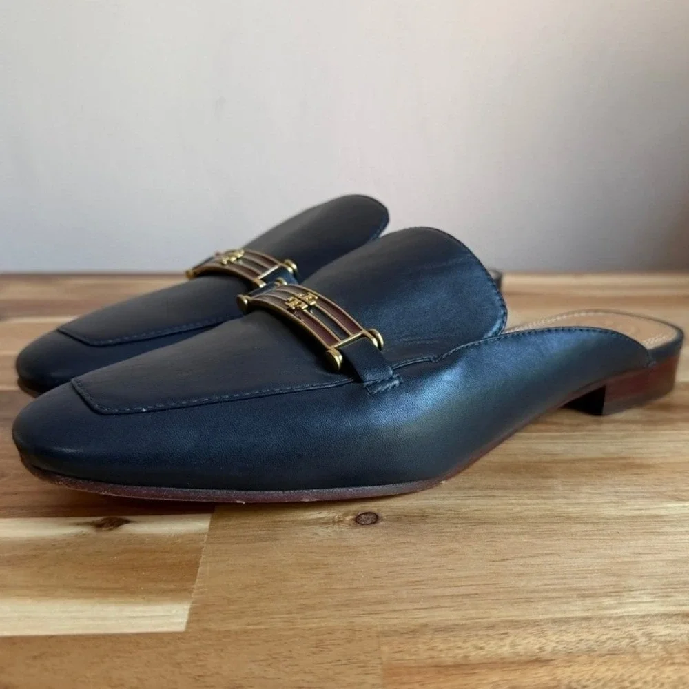 Tory Burch Amelia Backless Loafer Navy Blue Size 9